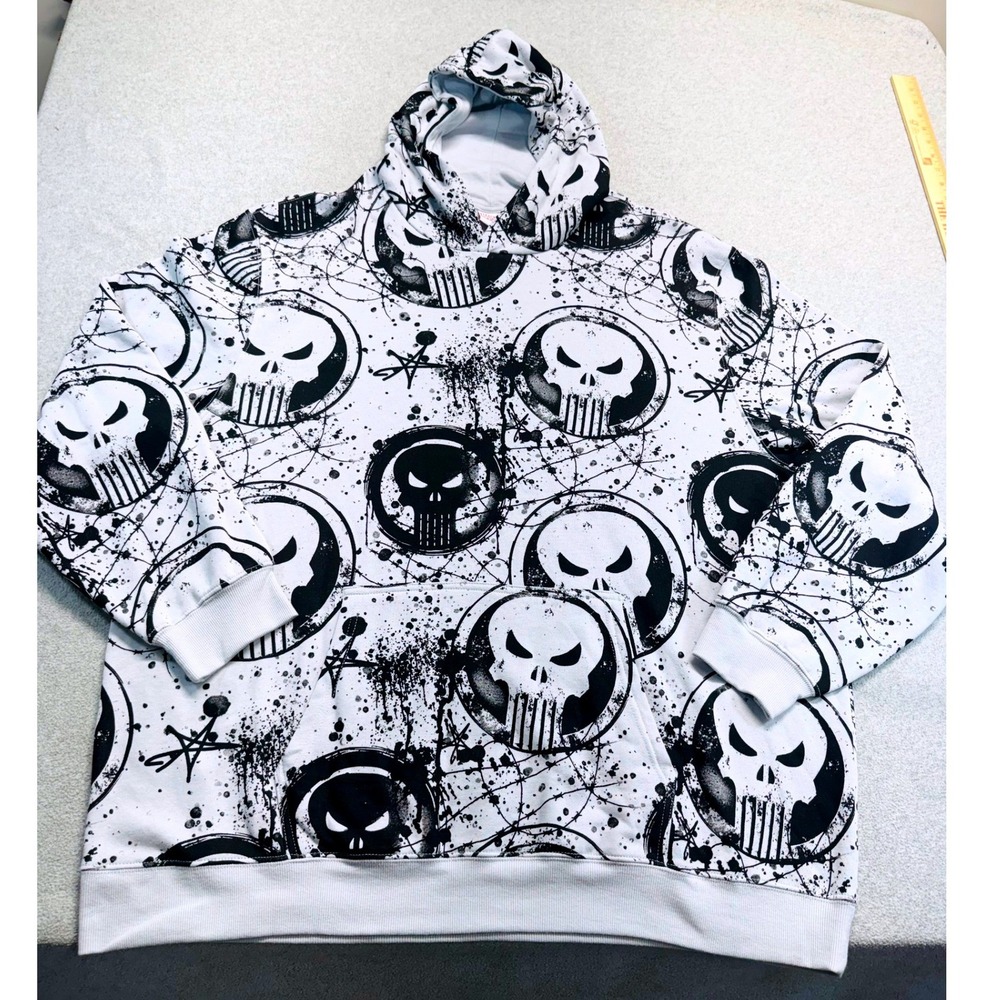 Marvel Punisher Hoodie Sweatshirt 3XL Black Skull Graphic Comic Con Streetwear